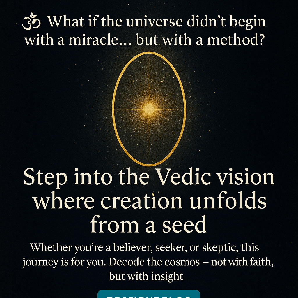 vedic cosmology, bindu, seed to cosmos, hindu philosophy, cosmic origin, hiranyagarbha, akasha, sankhya, sacred geometry, hinduism and science, seed
