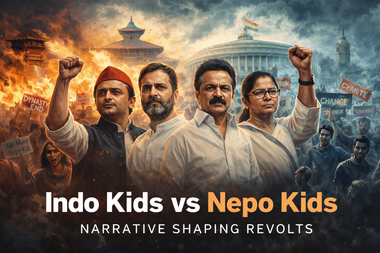 Indo Kids, Nepo Kids, dynastic politics, narrative shaping, elite dissent, political succession, manufactured rebellion, media amplification, South Asian politics, populist performance, generational politics, regime narratives, Indo Kids